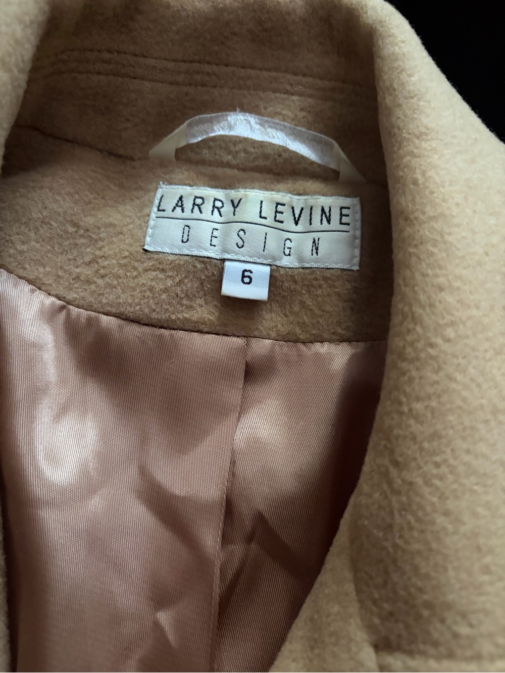 Larry Levine Camel Single-Breasted Wool Blend Pea Coat - Picture 2 of 3